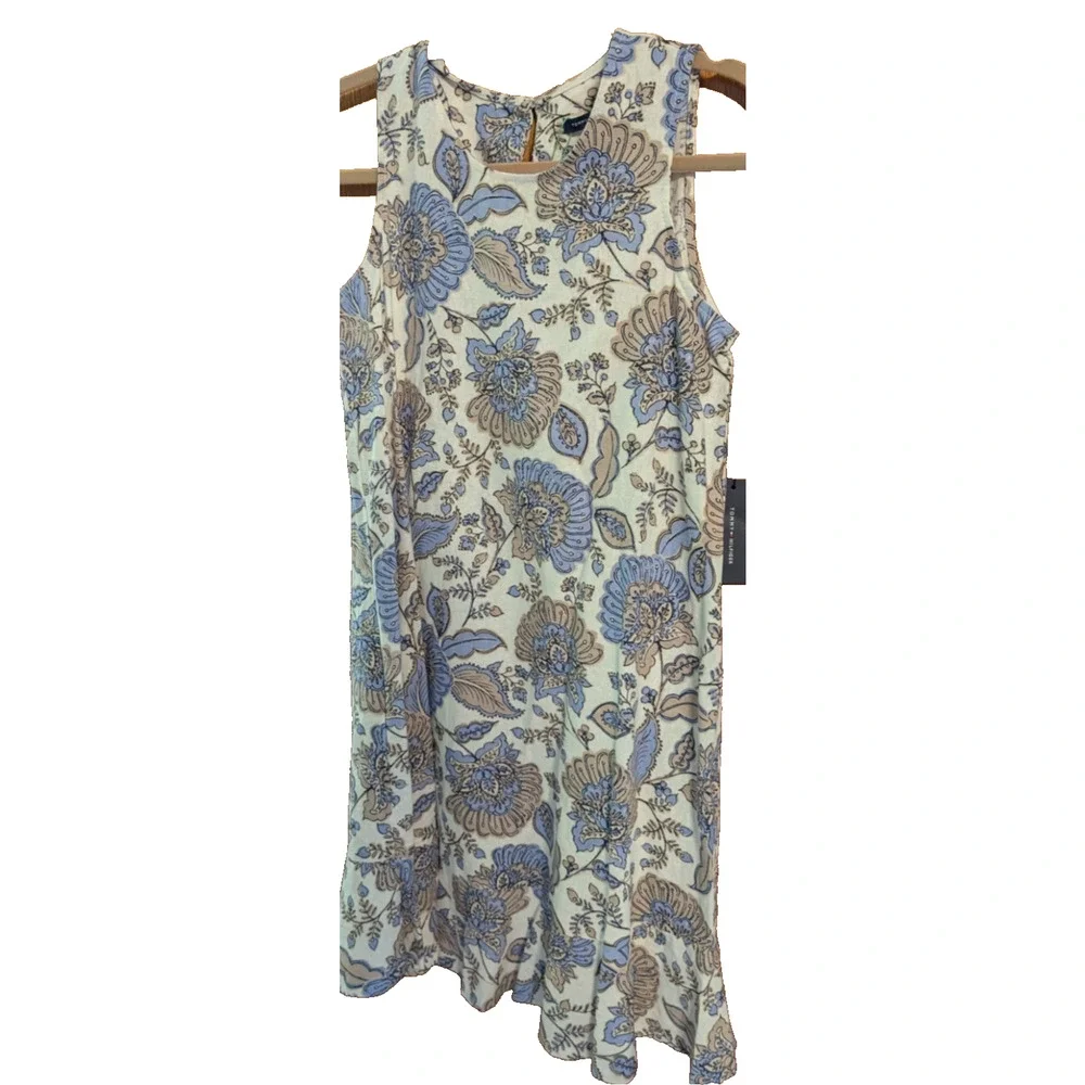 NEW Tommy Hilfiger Sleeveless Linen‎ Dress with Ruffle Hem Size 2 NWT